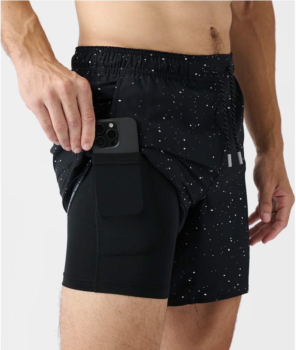 P13R RUN CLUB - Legends Black Splatter Shorts