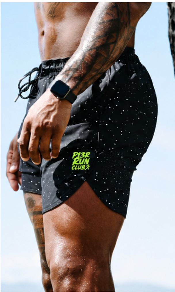 P13R RUN CLUB - Legends Black Splatter Shorts